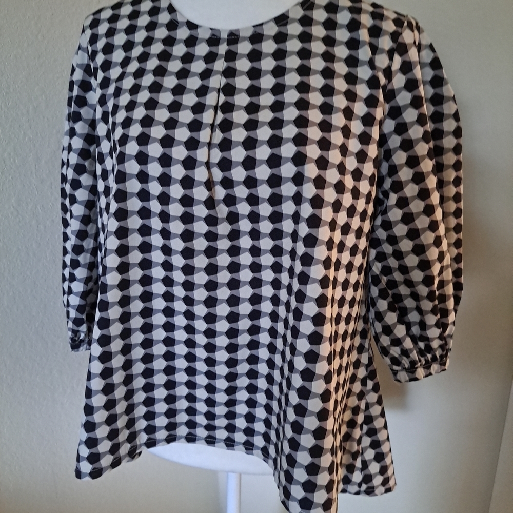 Bryn Walker Lucinda Poplin Top XS Checkered Hi-Low Hem Excellent Condition